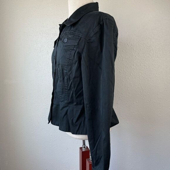 Allison Taylor Black Button Down Stretch Fit Top Size L EUC - Picture 2 of 5